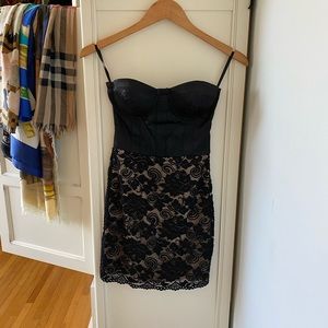 Bebe Black Corset Bandeau Mini Dress